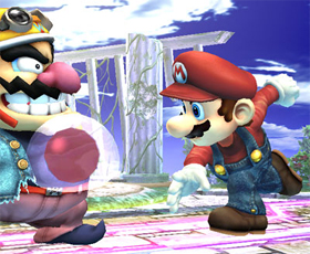 Mario throwing gooey bomb