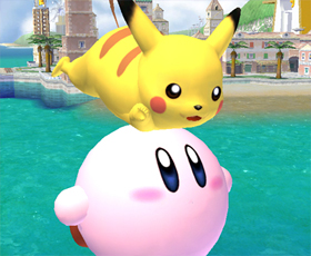 Pikachu on Kirby